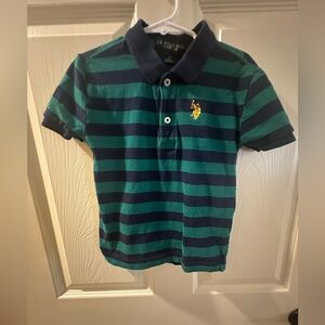U.S. Polo Assn. Kids Polo Shirt - Navy and Teal Stripes